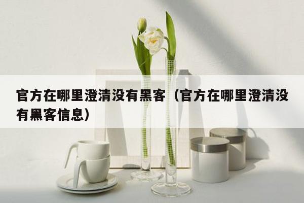 官方在哪里澄清没有黑客（官方在哪里澄清没有黑客信息）
