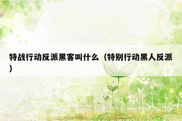 特战行动反派黑客叫什么（特别行动黑人反派）