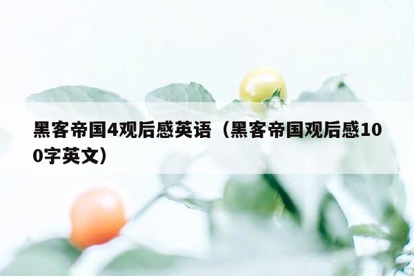 黑客帝国4观后感英语（黑客帝国观后感100字英文）